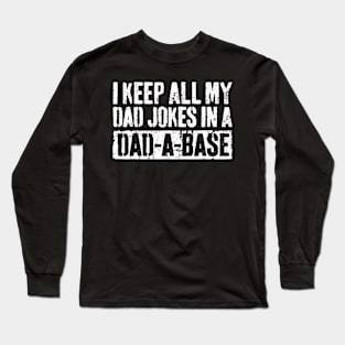 Funny Dad Jokes In DadABase Vintage For Fathers Day Mens Long Sleeve T-Shirt